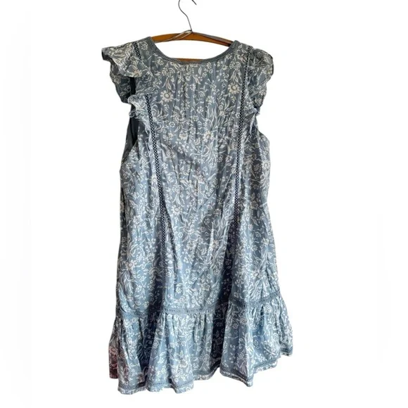 NWT Lucky Brand Lace Trim Ruffle Shoulder Flounce Floral
Mini Dress Size Large - Picture 5 of 13